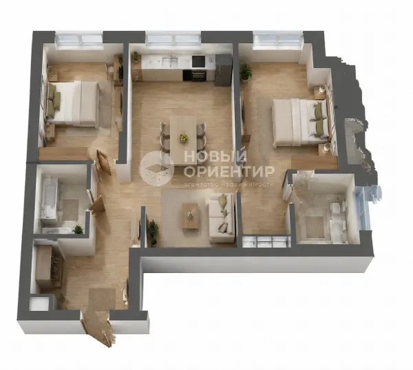 2-комн. квартира, 62.26 м², 18/25 эт.