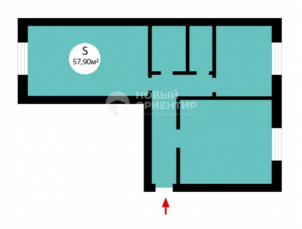 2-комн. квартира, 57.9 м², 1/3 эт.