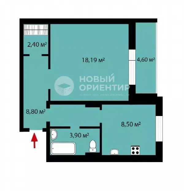 1-комн. квартира, 42.5 м², 5/10 эт.