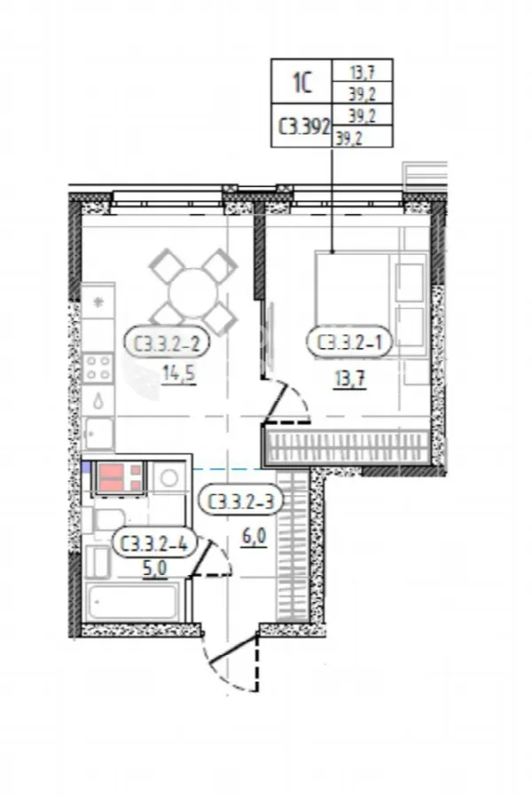 1-комн. квартира, 39.2 м², 9/22 эт.