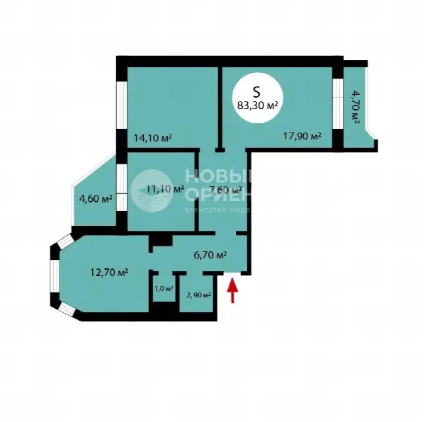 3-комн. квартира, 83.3 м², 14/17 эт.