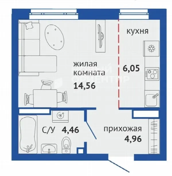 Студия, 30 м², 7/24 эт.