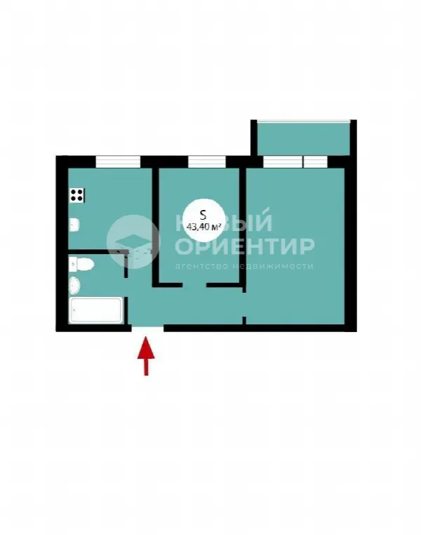 2-комн. квартира, 43.5 м², 4/5 эт.